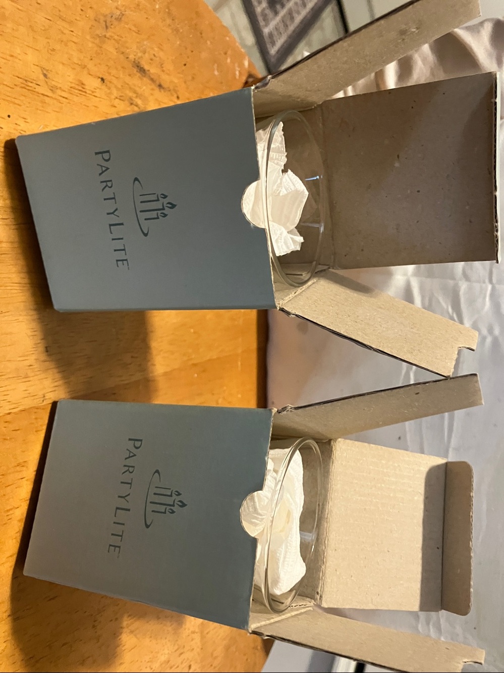 New.  Set of 2. Partylite glass 3” tulip style candle holders.  Perfect - Picture 8 of 8